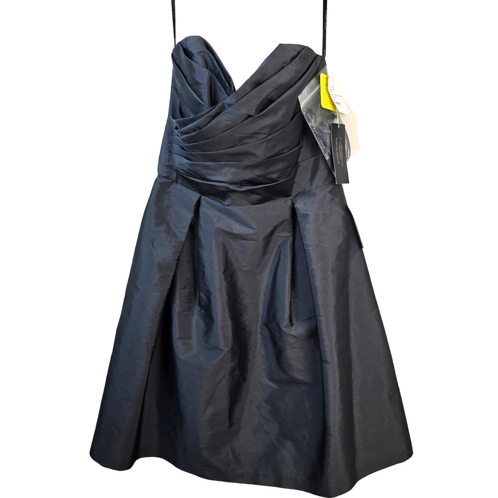 Alfred Sung Cocktail Dress Women's 12 Gray Ebony Peau De Soie Taffeta Event